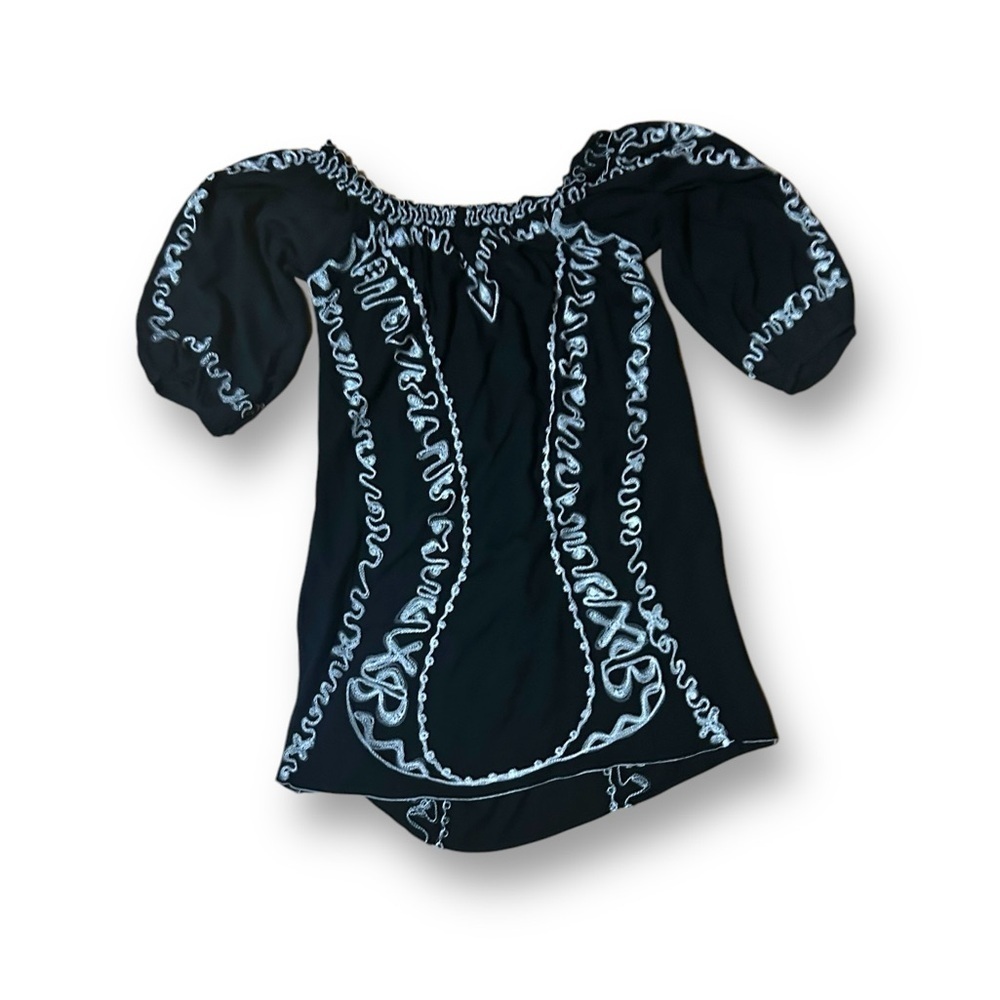 Poupette St. Barth Beach Cover up Black White Embroidered Size Small Boho